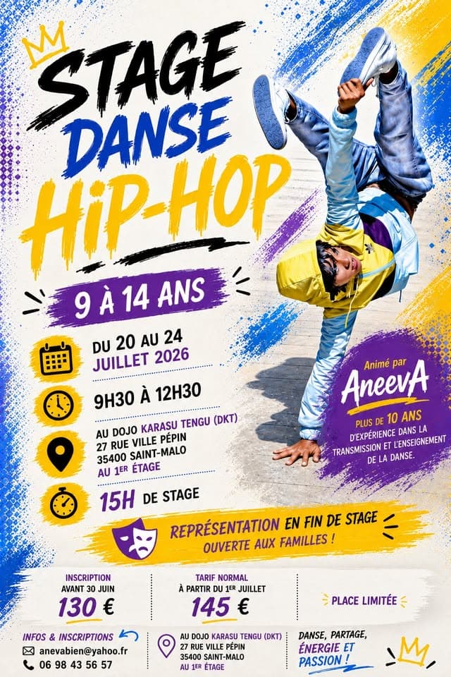Affiche — Stage danse hip-hop (9–14 ans)